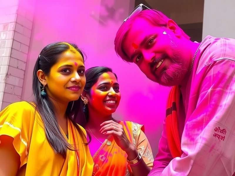 Colorful Holi celebration in the game Enchanting Holi Colors festival celebration