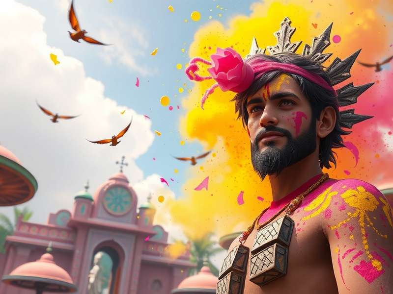 Throwing colors in multiplayer mode Enchanting Holi Colors gameplay